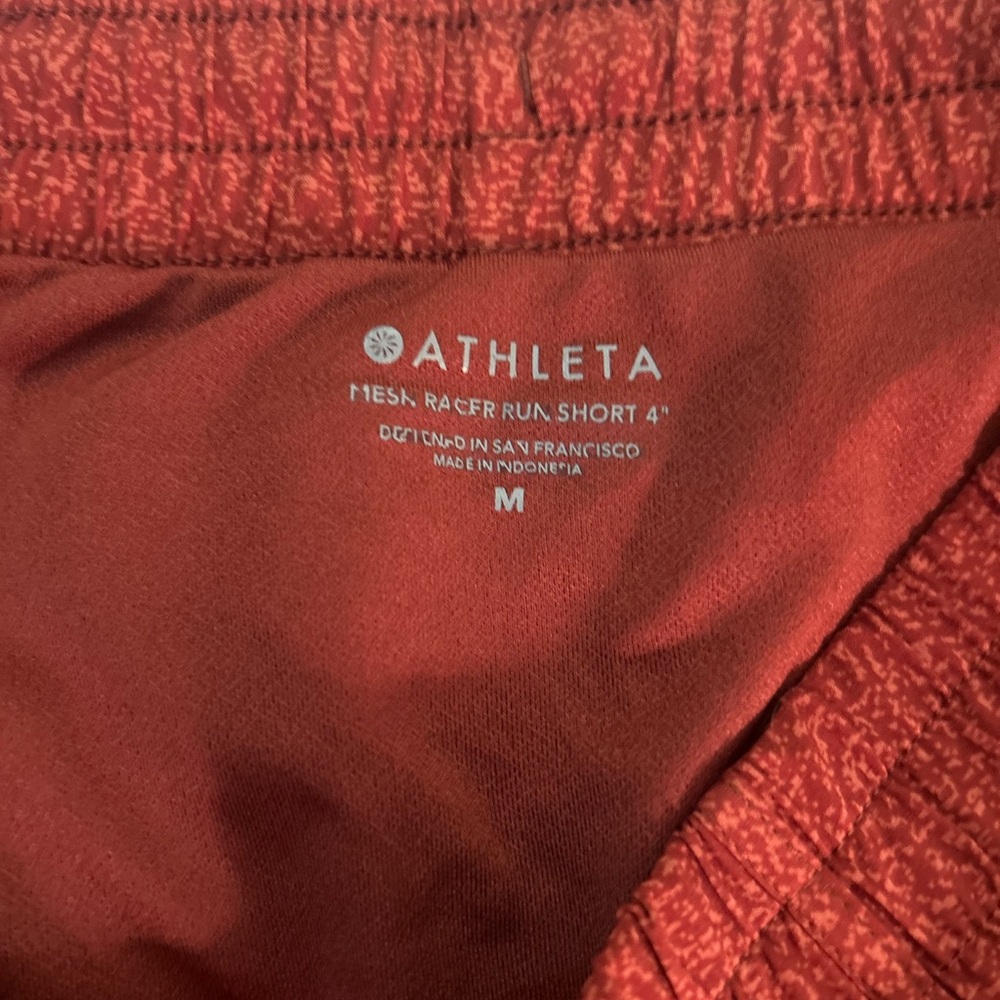 Athleta Mesh Racer Run Shorts Rust Red Speckled Size M - Picture 8 of 10